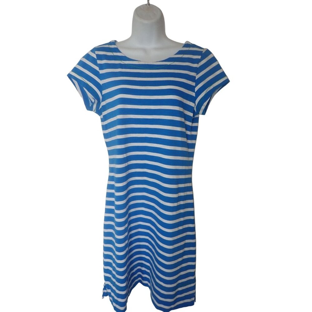 Hatley Blue & White Striped Dress With Zipper Back Women S‎ Preppy Casual Fun